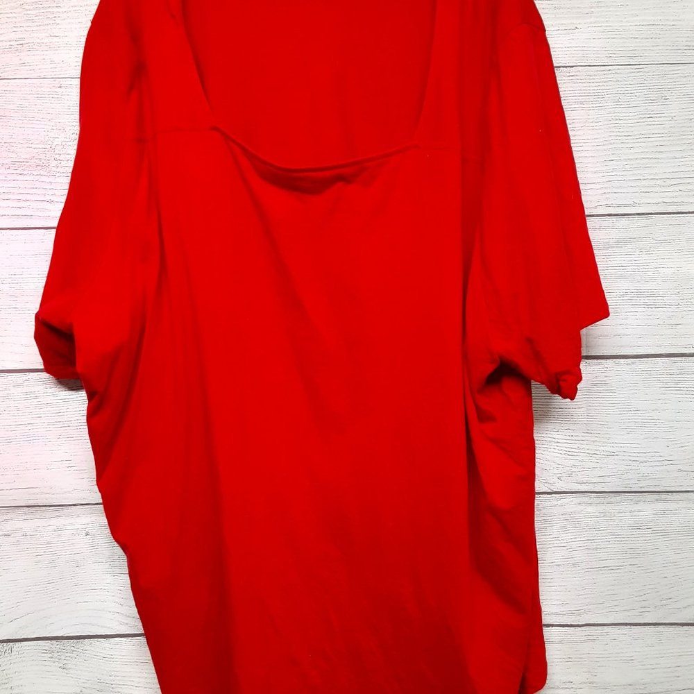Woman Within Red Square Neck Tee 5X